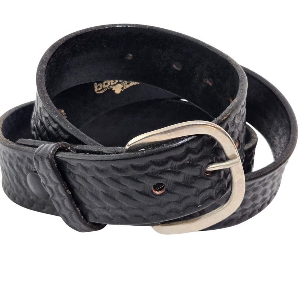 Boston Leather Off Duty Belt Uniform Mens 44 Black USA Made 6582 Work Weave 1.5"